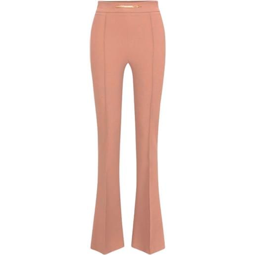 Elisabetta Franchi pantaloni donna a palazzo in crepe con morsetto nude 46