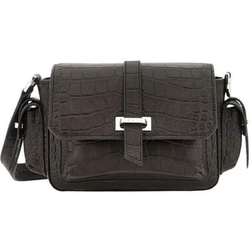 Hogan borsa donna flap piccola stampa coccodrillo marrone tu