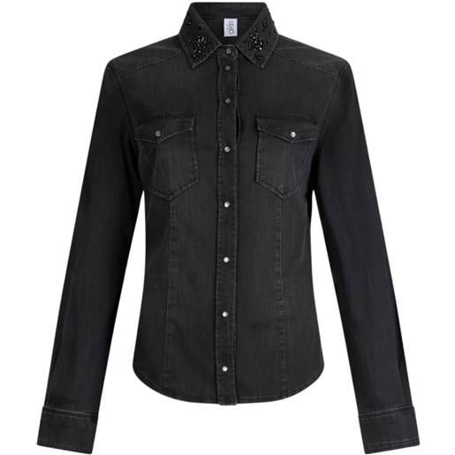 Liu Jo camicia donna in denim con strass nero 40,42,44