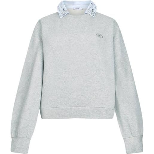 Liu Jo felpa donna effetto doppio capo con strass grigio xs, s, m