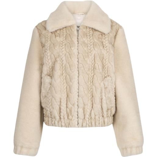 Liu Jo bomber donna in ecopelliccia con trecce beige 40,44,46
