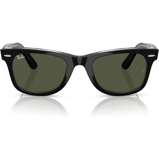 Ray-Ban occhiali da sole rb2140 129431 wayfarer nero su trasparente/verde unisex