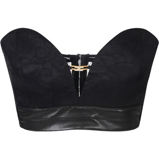 Elisabetta Franchi top con pizzo a fiori - nero