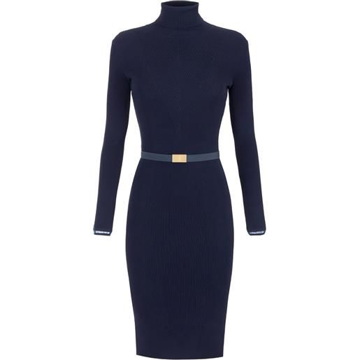 Elisabetta Franchi abito corto a coste a maniche lunghe - blu
