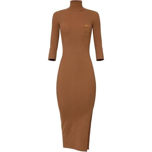Elisabetta Franchi abito midi a coste - marrone