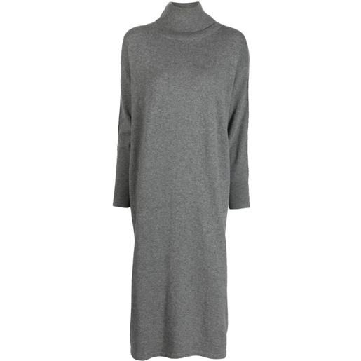 N.Peal abito midi a collo alto - grigio