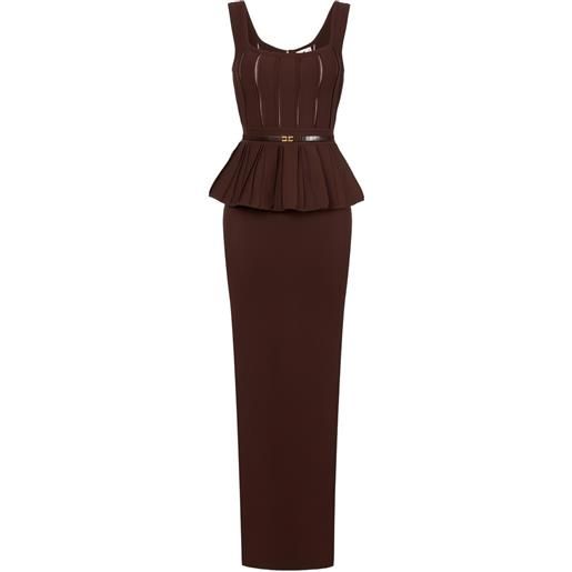 Elisabetta Franchi abito lungo con cintura - marrone