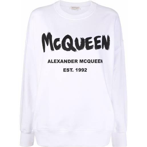 Alexander McQueen felpa a girocollo con stampa - bianco