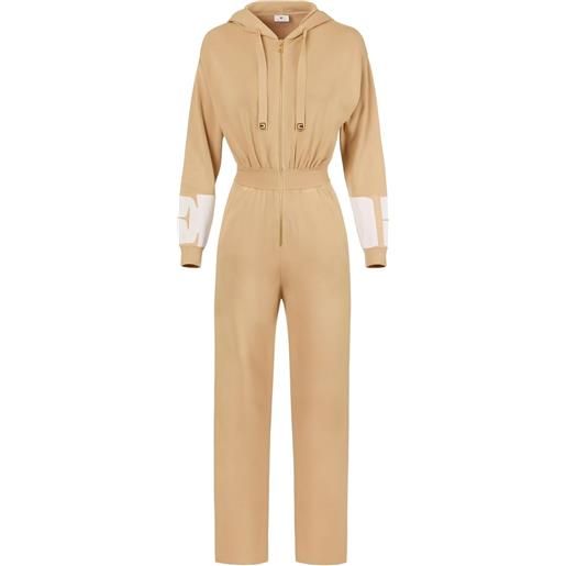 Elisabetta Franchi tuta intera con cappuccio - toni neutri