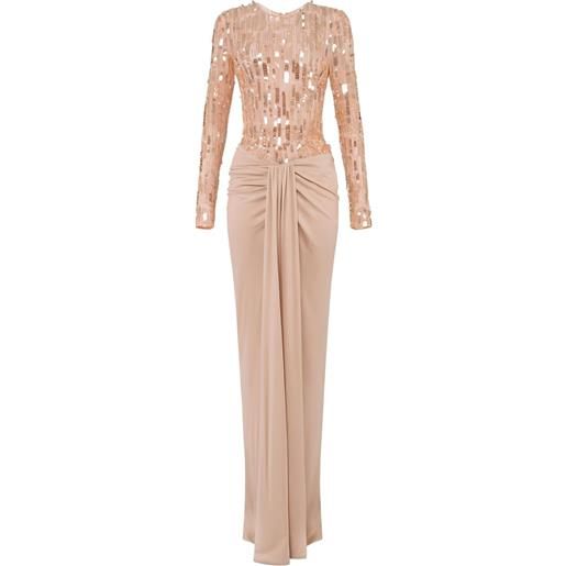 Elisabetta Franchi abito red carpet con paillettes - toni neutri