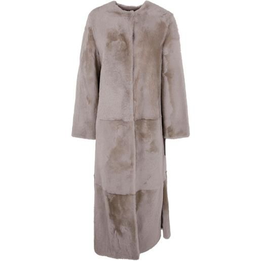 Yves Salomon cappotto in pelliccia con inserti a contrasto - toni neutri