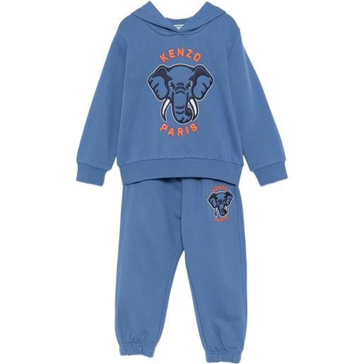Kenzo Kids tuta sportiva con logo ricamato - blu