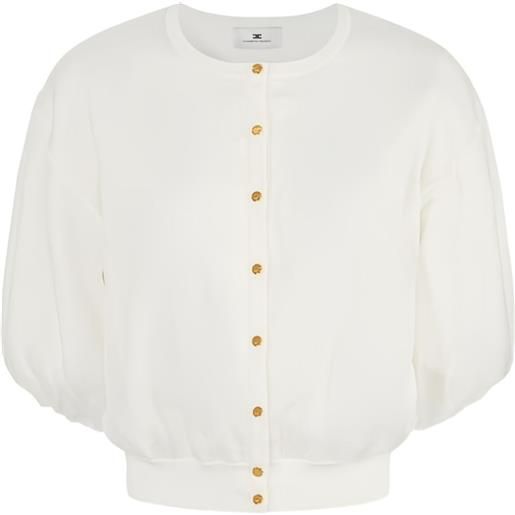Elisabetta Franchi cardigan con maniche a palloncino - bianco