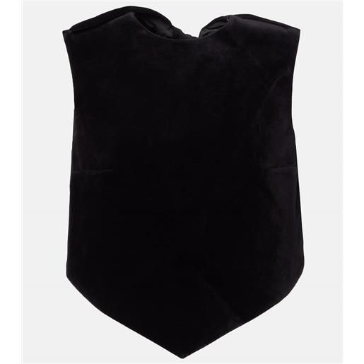 Patou top cropped in velluto di misto cotone