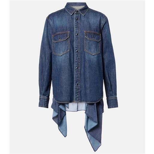 Sacai camicia in denim e raso