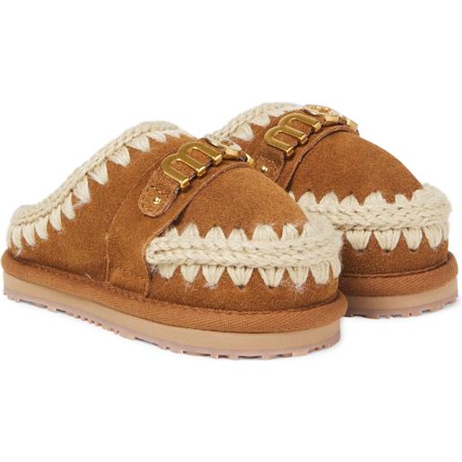 Mou Kids slippers in suede con shearling