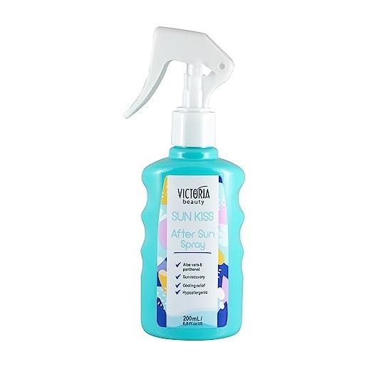 Victoria Beauty sun kiss aloe vera doposole spray viso e corpo - spray rinfrescante viso e corpo idratante con acido ialuronico e pantenolo per un rapido sollievo dalle scottature, 200 ml