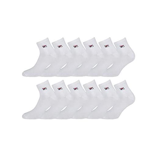 FILA calzini uomo running set di 12 calze sportive uomo tennis, flessibili, bianchi, taglie 39/42