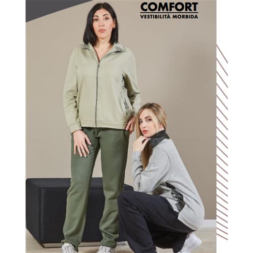 I Magazzini Sorriso tuta donna invernale tinta unita con zip e dettaglio di foglioline - nazareno gabrielli