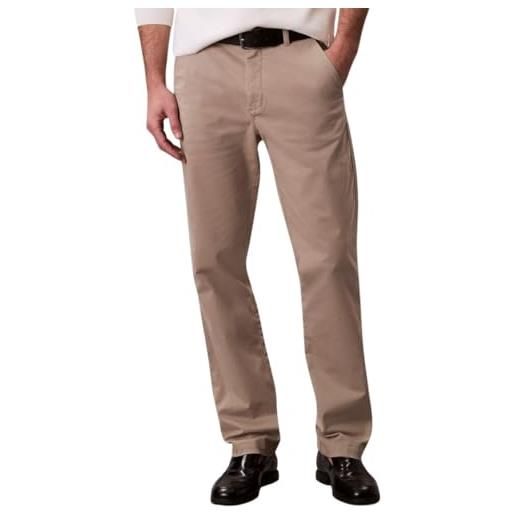 Calvin Klein uomo pantaloni chino cotton signature slim fit, beige (vintage khaki), 32w/38l