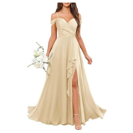 WSEYU abito a linea lungo per anniversario con costume bustier, abiti da festa senza schienale per esterni, abiti da sposa champagne uk10