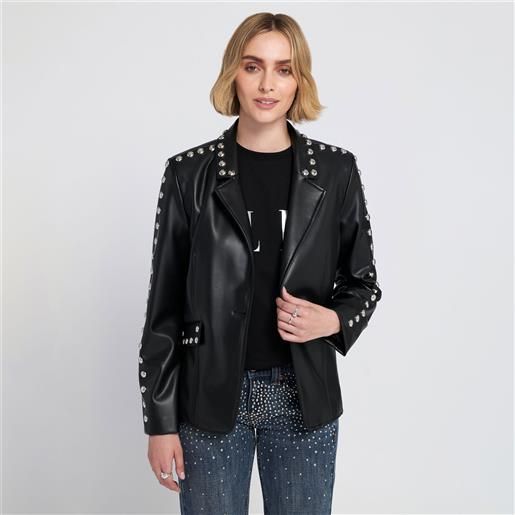 ELLE blazer in tessuto spalmato con borchie