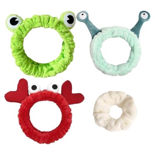 NyxSeat 3 fasce per il lavaggio del viso con 1 elastico per capelli, per il trucco e la cura della pelle, fasce spa, fasce in flanella, adatte per ragazze e donne