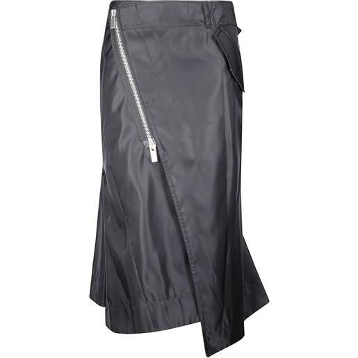 sacai gonna asimmetrica con zip - nero