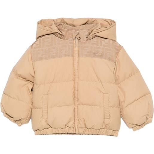 Fendi Kids piumino con motivo ff e cappuccio - toni neutri