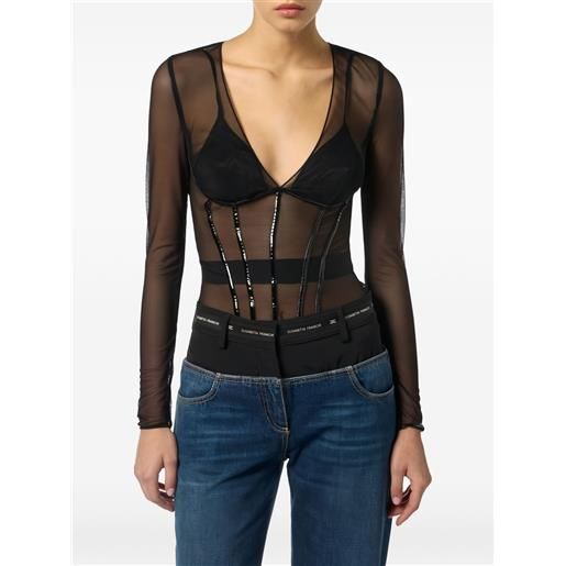Elisabetta Franchi blusa in tulle - nero