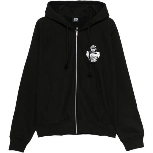 Stüssy felpa con cappuccio e logo - nero