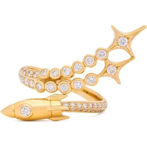 Sybarite anello fly me to the moon in oro giallo 18 carati con diamanti