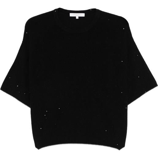Antonelli top a maniche corte con paillettes - nero