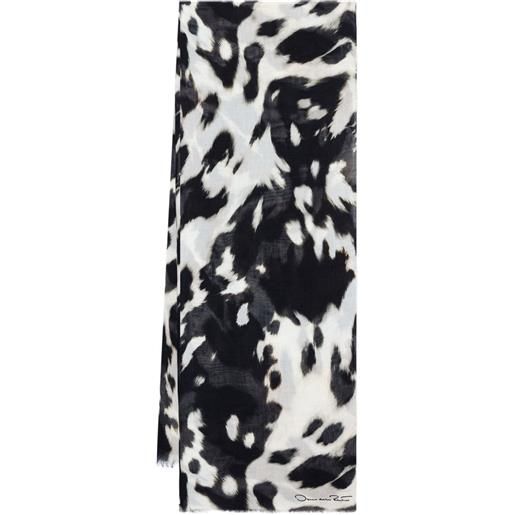 Oscar de la Renta foulard con stampa animalier - nero