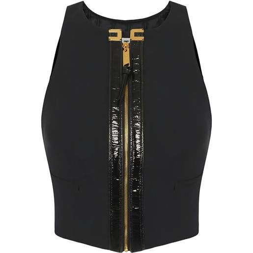 Elisabetta Franchi top crop con zip - nero