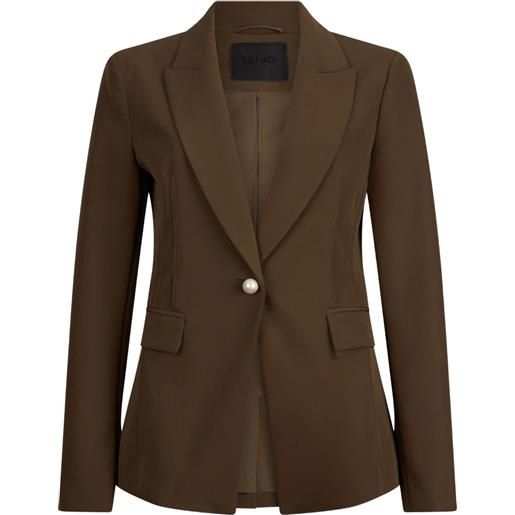 LIU JO blazer con bottoni di perle - marrone