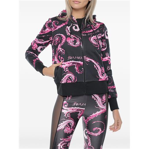 Versace Jeans Couture giacca a fantasia con cappuccio - nero