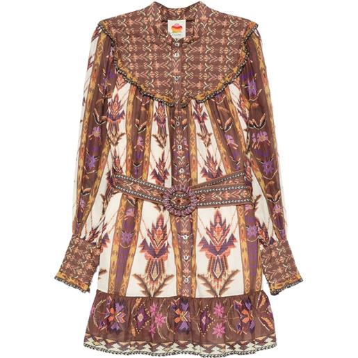 FARM Rio abito corto con cintura - toni neutri