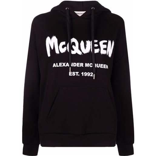 Alexander McQueen felpa con stampa - nero