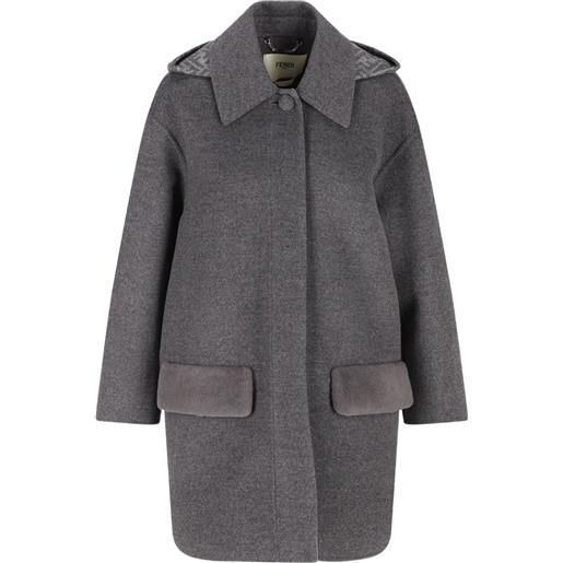 FENDI impermeabile con cappuccio e tasca - grigio