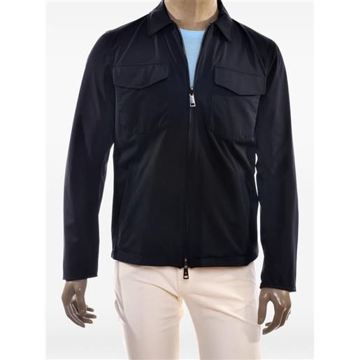 Kiton giacca-camicia con zip e tasche applicate - blu