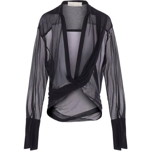 FRANCESCO MURANO blusa semi trasparente - nero