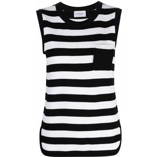 Ferragamo canotta a righe - nero