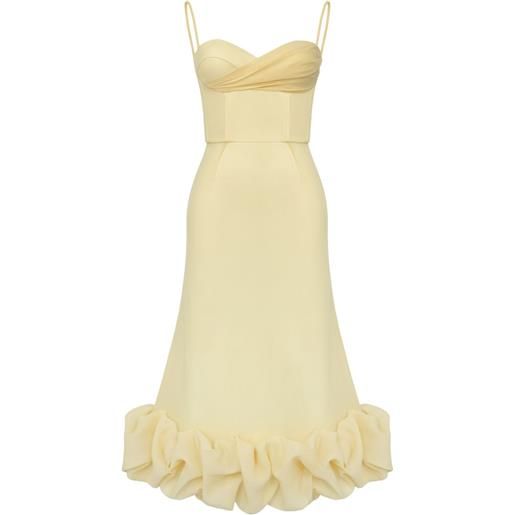 POST MERIDIEM abito con corsetto e balza drappeggiata - giallo