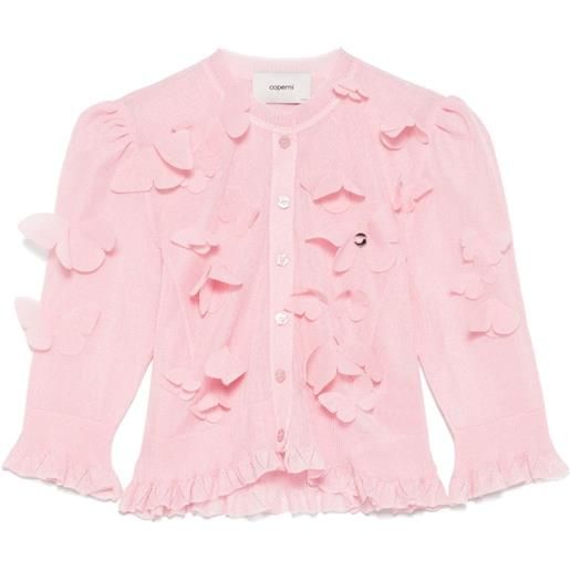 Coperni cardigan in maglia fine con applicazione farfalla - rosa