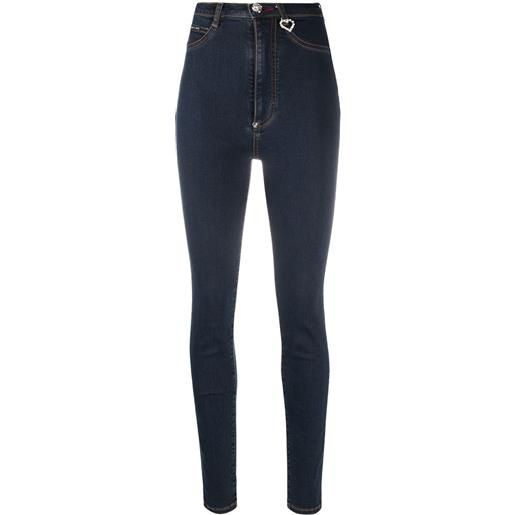 Philipp Plein jeggings a vita alta - blu