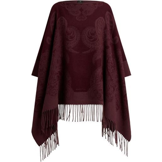 ETRO poncho con motivo paisley jacquard - rosso