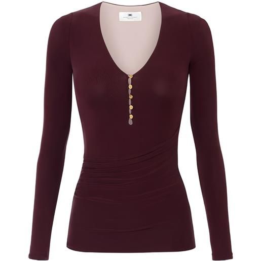 Elisabetta Franchi t-shirt a maniche lunghe con bottoni - rosso