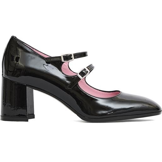 CAREL pump doppio cinturino vernice nera tacco 80 mm