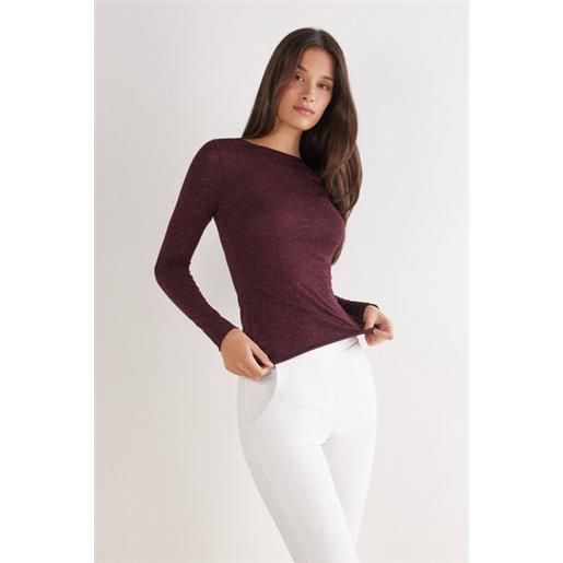 Intimissimi maglia girocollo in modal light con cashmere lamè bordeaux